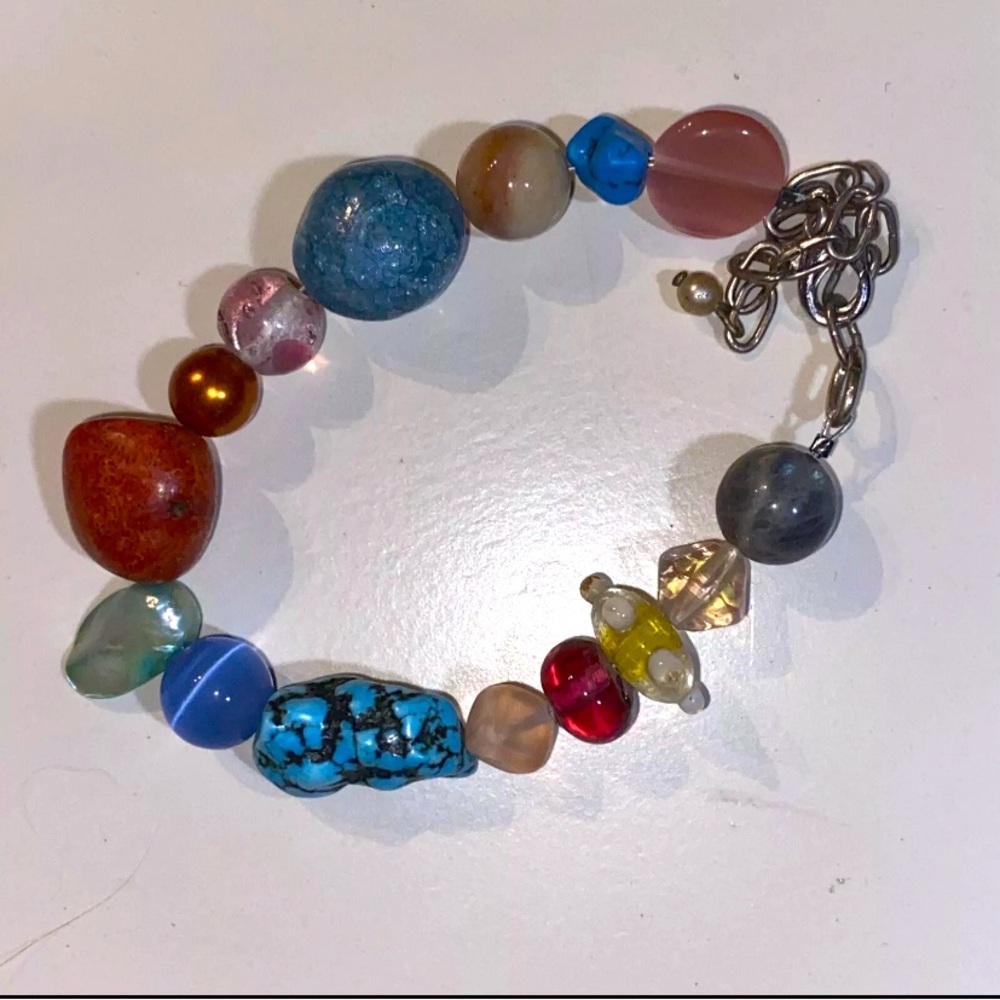 Multicolored Adjustable Glass Beaded Bracelet